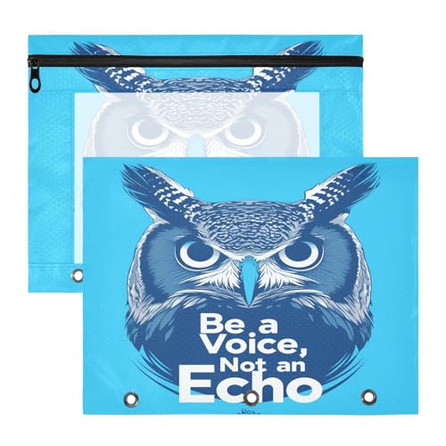 aidingzhi Binder-Federmäppchen, transparenter Kunststoff, Ordner für 3 Ringe, 2 Stück, Studenten, Klassenzimmer, Zubehör, Be A Voice Eule von aidingzhi