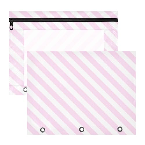 aidingzhi Binder-Federmäppchen mit Reißverschluss, 3-Loch-Tasche für A4-Papier, Briefe, 2 Stück, Lehrer, Kunstbedarf, Aufbewahrung, rosa diagonale Streifen aidingzhi Binder-Federmäppchen mit Reißverschluss, 3-Loch-Tasche für A4-Papier, Briefe, 2 Stück, Lehrer, Kunstbedarf, Aufbewahrung, rosa diagonale Streifen von aidingzhi