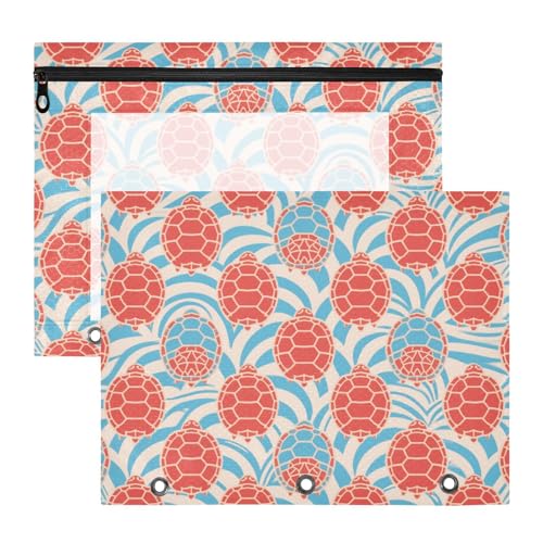 aidingzhi Bindertaschen mit 3 verstärkten Ösen, Taschenordner für A4-Papier, Briefe, 2 Stück, Lehrer Zuhause, Rot und Blau, japanisches Schildpatt-Wellen von aidingzhi
