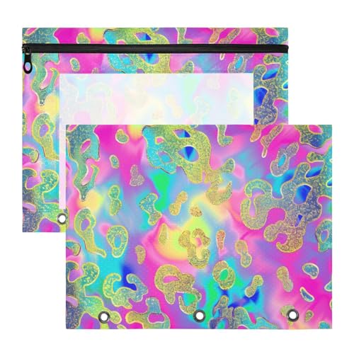 aidingzhi Bindertaschen mit glatten Reißverschlüssen, Stifthalter für A4-Papier, Briefe, 2 Stück, Lehrer, Schulbedarf, bunter Marmorstein von aidingzhi