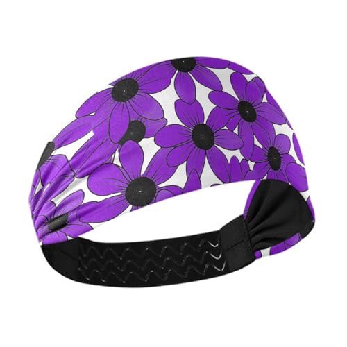 aidingzhi Black-eyed Susan Simple Line Art Valentinesnes lila kühlendes Tuch Stirnbänder elastisches Haarband für Workouts Fußball Volleyball Fitnessstudio von aidingzhi