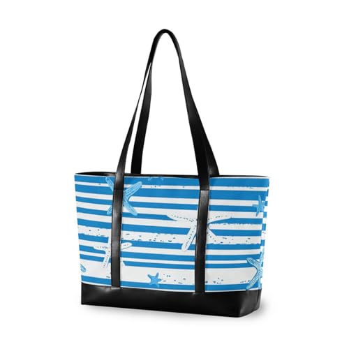 aidingzhi Blau-weiße Seestern-Profi-Handtasche für Damen mit Reißverschluss, Computer-Tragetaschen für Frauen für Mütter mit aidingzhi Blau-weiße Seestern-Profi-Handtasche für Damen mit Reißverschluss, Computer-Tragetaschen für Frauen für Mütter mit von aidingzhi