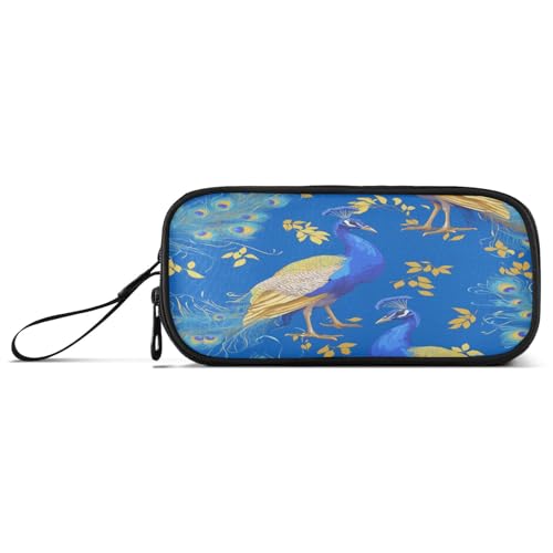 aidingzhi Blaue elegante Pfauenfedertasche aus Nylon, große Kapazität, Stifteetui, Schreibwaren-Tasche für adrette Schulmänner von aidingzhi