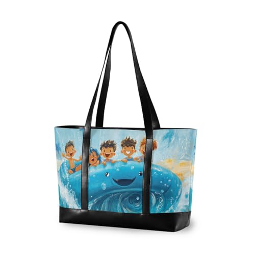 aidingzhi Blue Waves süße tragbare Tragetasche für Damen, 35,6 cm, mit Reißverschluss, 35,6 cm, Tragetasche für Lehrer mit von aidingzhi