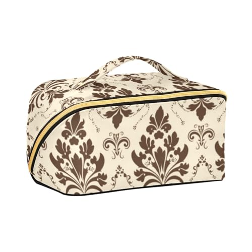 aidingzhi Boho Brown Pattern Travel Bag with Dividers Essentials Cosmetic Bags For Women with Compartments & Handle von aidingzhi