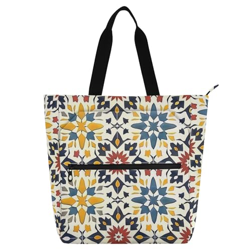 aidingzhi Bücher-Tragetasche, Büchertasche für Kinder und Erwachsene, marokkanischer Stil, Blumenmuster, groß, wiederverwendbar, Einkaufstasche mit Reißverschluss, für Schule und Spielzeit, Regenbogen aidingzhi Bücher-Tragetasche, Büchertasche für Kinder und Erwachsene, marokkanischer Stil, Blumenmuster, groß, wiederverwendbar, Einkaufstasche mit Reißverschluss, für Schule und Spielzeit, Regenbogen von aidingzhi