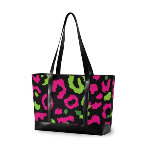 aidingzhi Bürotasche für Damen, Leopardenmuster, neongrün/rosa, mit Reißverschluss, Laptop-Reisetasche für Damen, für die Arbeit mit aidingzhi Bürotasche für Damen, Leopardenmuster, neongrün/rosa, mit Reißverschluss, Laptop-Reisetasche für Damen, für die Arbeit mit von aidingzhi