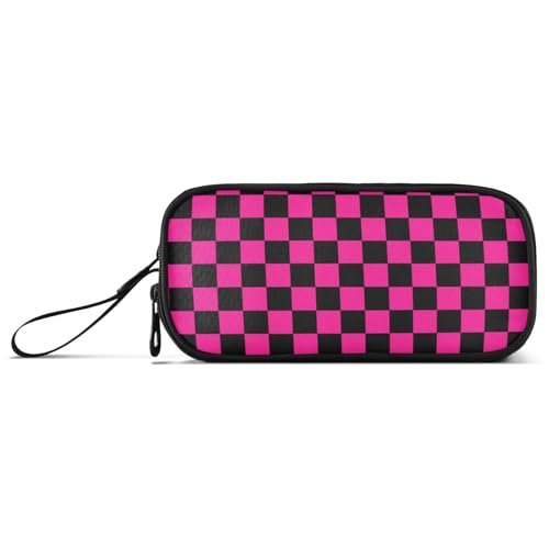 aidingzhi Buffalo Plaid Karo Schwarz Deep Peach Nylon Große Kapazität Federmäppchen für High School Schreibwaren für College-Frauen von aidingzhi