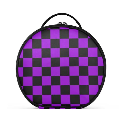aidingzhi Buffalo Plaid Karo Schwarz Violett Reisetasche Vertikal freistehend Wasserdicht Kulturbeutel für Damen mit verstellbaren Trennwänden 27,9 cm von aidingzhi