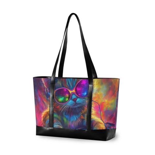 aidingzhi Bunte Katzen-DJ-Tasche mit Plattenspielern, große Kapazität, Tragetasche für Damen, Laptop mit Reißverschluss, Laptop-Reisetasche für Flug mit Tablet aidingzhi Bunte Katzen-DJ-Tasche mit Plattenspielern, große Kapazität, Tragetasche für Damen, Laptop mit Reißverschluss, Laptop-Reisetasche für Flug mit Tablet von aidingzhi