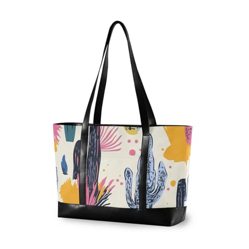 aidingzhi Bunte ästhetische Kaktus-Laptop-Tragetasche für Damen, wasserdicht, mit Reißverschluss, große Tragetasche für Reisen, Pool, Schwimmen, Strand, Urlaub von aidingzhi