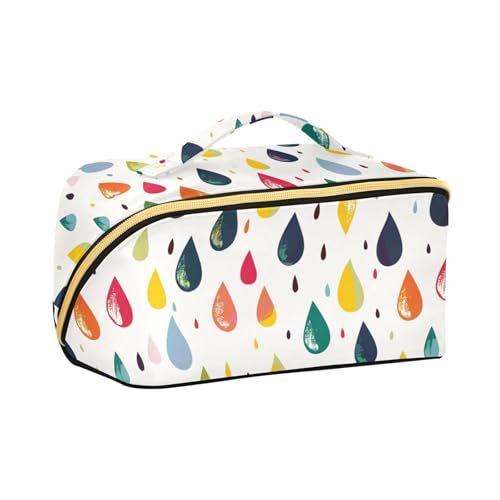 aidingzhi Bunte flache Regentropfen-Reisetasche mit Trennwänden, Reißverschluss, Make-up-Tasche für Damen, vertikal, freistehend von aidingzhi