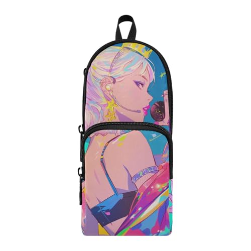 aidingzhi Buntes Federmäppchen aus Nylon mit 3 Fächern, Mehrzweck- und ästhetisches Netz-Federmäppchen, Schreibwaren für die Mittelschule von aidingzhi