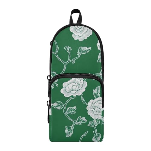 aidingzhi Carnation Lace Federmäppchen aus Nylon, 3 Fächer, Mehrzweck- und ästhetisches Federmäppchen, Schreibwaren-Organizer für adrette Schule von aidingzhi