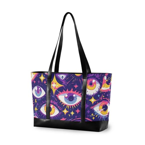 aidingzhi Cartoon Mystery Purple Eyes moderne Aktentasche für Frauen mit Reißverschluss-Taschen für die Arbeit für Pendler mit Tablet von aidingzhi