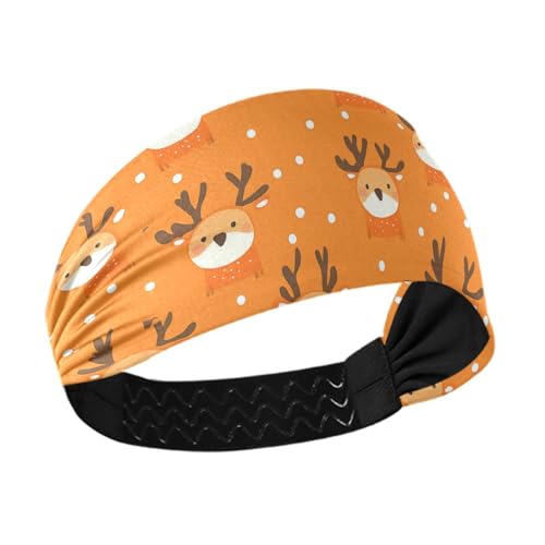 aidingzhi Cartoon-Stirnband mit niedlichem orangefarbenem Weihnachts-Hirsch, rutschfest? Dehnbarer Kopf für Damen, Workout, Make-up, Tennis von aidingzhi