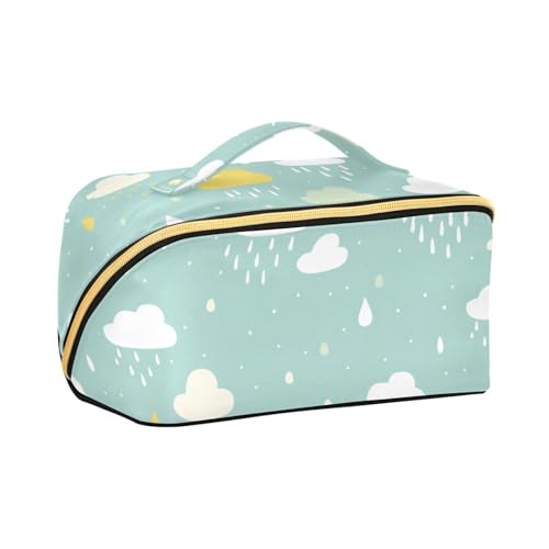 aidingzhi Clouds Kulturbeutel mit Trennwänden, tragbare Make-up-Tasche für Damen, mit Fächern und Griff von aidingzhi