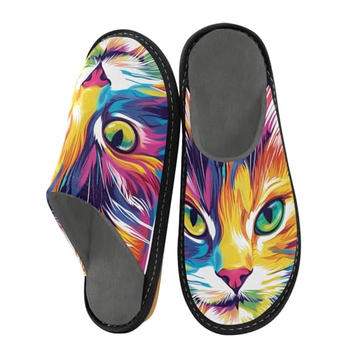 aidingzhi Damen-Hausschuhe, Hausschuhe, Memory-Schaum, warm, gemütlich, Bunter handbemalter Aquarell-Katzenkopf, 38/38.5 EU aidingzhi Damen-Hausschuhe, Hausschuhe, Memory-Schaum, warm, gemütlich, Bunter handbemalter Aquarell-Katzenkopf, 38/38.5 EU von aidingzhi