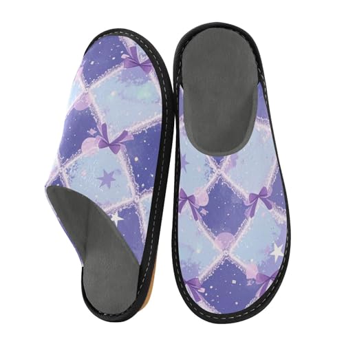 aidingzhi Damen-Hausschuhe, Hausschuhe, Memory-Schaum, warm, gemütlich, Rosa / Lila mit niedlichem Schleifenkaro, 44/45 EU aidingzhi Damen-Hausschuhe, Hausschuhe, Memory-Schaum, warm, gemütlich, Rosa / Lila mit niedlichem Schleifenkaro, 44/45 EU von aidingzhi