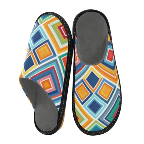 aidingzhi Damen-Hausschuhe, Memory-Schaum, flauschig, warm, gemütlich, Geometrische, bunte Karomuster, 42/44 EU aidingzhi Damen-Hausschuhe, Memory-Schaum, flauschig, warm, gemütlich, Geometrische, bunte Karomuster, 42/44 EU von aidingzhi