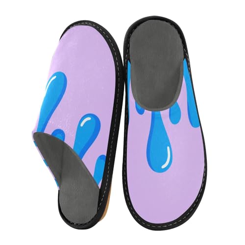aidingzhi Damen-Hausschuhe für Damen, Memory-Schaum, Hausschuhe, gemütliches Haus, Graffiti Art Blau Lila, 4-5 von aidingzhi