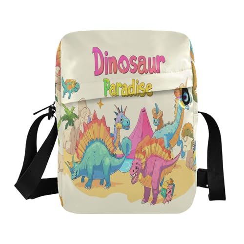 aidingzhi Dino Cartoon Paradise Kuriertasche, Umhängetasche, kleine Taschen für Damen, lässige Geldbörse, verstellbarer Riemen, für den täglichen Gebrauch im Freien von aidingzhi
