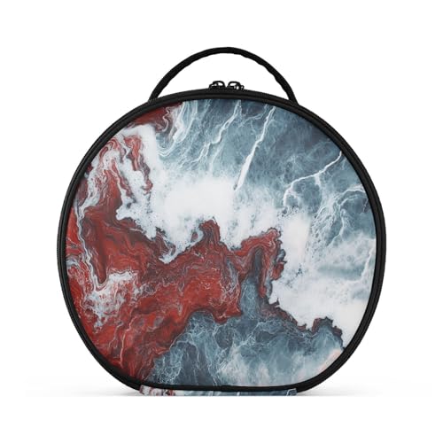 aidingzhi Ed and Blue Kosmetiktasche mit Marmorstruktur, vertikal, freistehend, wasserdicht, Kosmetiktasche für Damen, mit verstellbaren Trennwänden, 27,9 cm von aidingzhi