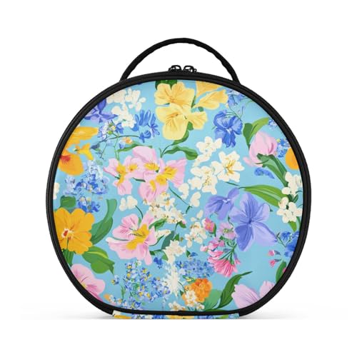 aidingzhi Einfache Kosmetiktasche mit frischem Blumenmuster, Reisegröße, Zubehör, Reißverschluss, Make-up-Tasche für Damen, mit verstellbaren Trennwänden, 27,9 cm von aidingzhi