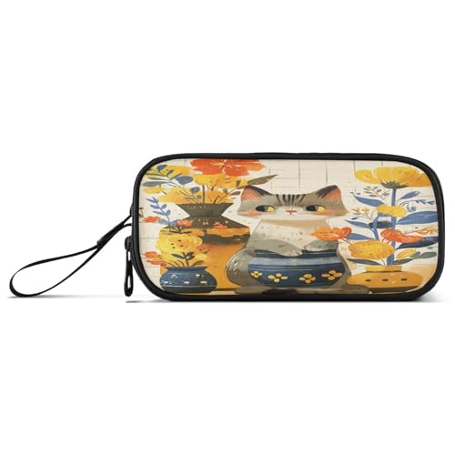 aidingzhi Einfaches, minimalistisches, niedliches Nylon-Federmäppchen, große Kapazität, Reißverschluss, Federmäppchen, Schreibwaren-Tasche für High School Mädchen von aidingzhi