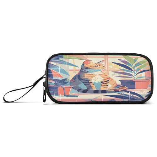 aidingzhi Einfaches, minimalistisches, niedliches Nylon-Federmäppchen mit Reißverschluss, großes Fassungsvermögen, Federmäppchen für Teenager, Mädchen, Schreibwaren-Tasche für Büromänner von aidingzhi