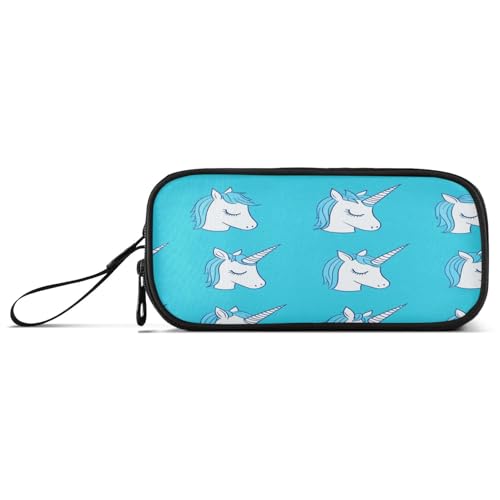 aidingzhi Einfaches blaues Einhorn-Federmäppchen, Nylon, hohe Kapazität, Kunst-Federmäppchen, Schreibwaren für Schule, Herren von aidingzhi