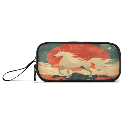 aidingzhi Einhörner Ukiyo-e Stil Nylon Federmäppchen für Teenager Mädchen Große Kapazität Federmäppchen für Teenager Schreibwaren Tasche für Mittelschule Kinder von aidingzhi