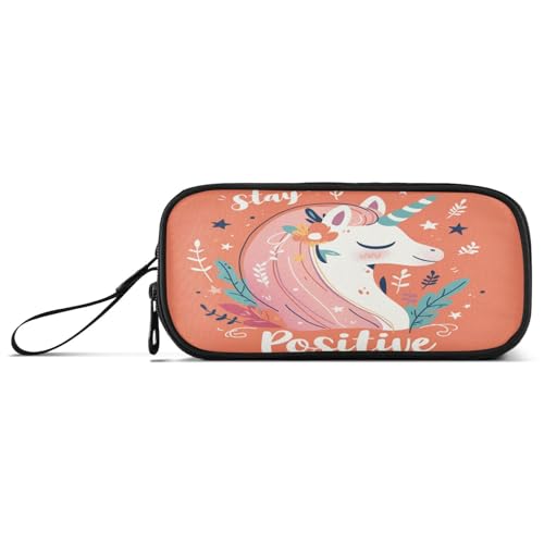 aidingzhi Einhorn-Federmäppchen mit Reißverschluss, großes Fassungsvermögen, für Teenager, Schreibwaren-Organizer für elementare Jungen, Orange von aidingzhi