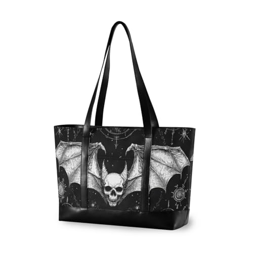 aidingzhi Evil Skull schwarze robuste Damen-Tragetasche mit Reißverschluss, Arbeitstasche für Reisen, Pool, Schwimmen, Strand, Urlaub von aidingzhi