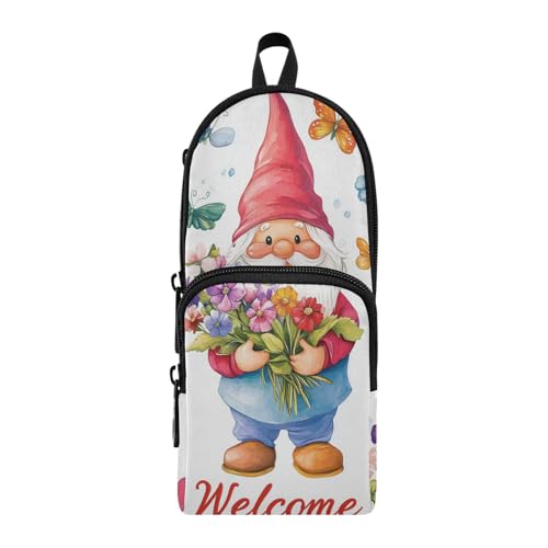 aidingzhi Feder-Zwerg aus Nylon, 3 Fächer, Federmäppchen, großes Fassungsvermögen, Reißverschluss, Netz, Schreibwaren für Schulbedarf von aidingzhi