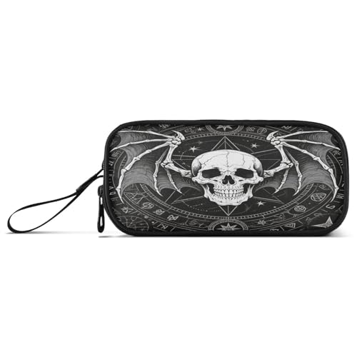 aidingzhi Federmäppchen, Gothic, schwarzes Skelett, Roulette, Nylon, große Kapazität, Federmäppchen, Organizer, Schreibwaren-Tasche für High School Teen von aidingzhi