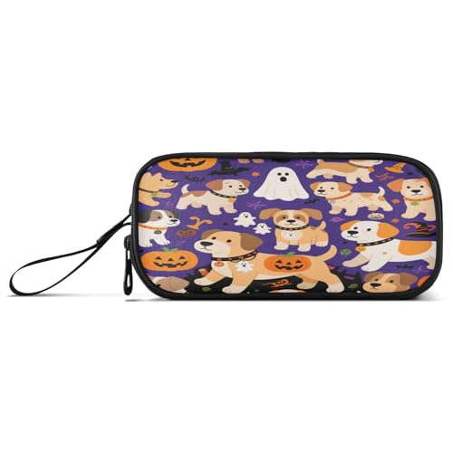 aidingzhi Federmäppchen, Halloween, Gelb, Kürbis, Hund, Nylon, große Kapazität, großes Federmäppchen, Schreibwaren-Organizer für High School Kinder von aidingzhi