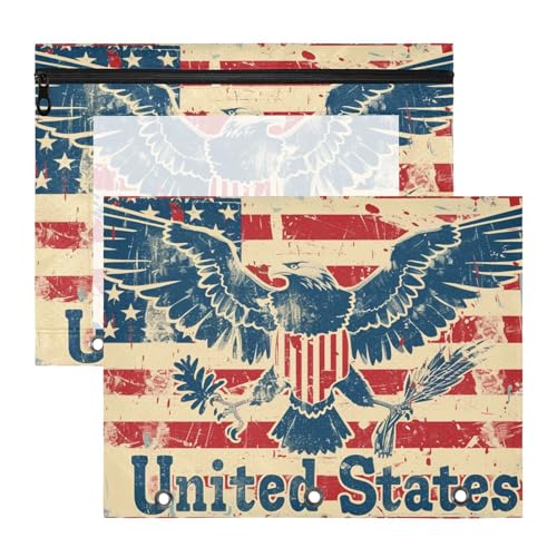 aidingzhi Federmäppchen, Mehrzweck-Aufbewahrungstasche für A4-Papier, Briefe, 2 Stück, Studenten, College, amerikanische Flagge von aidingzhi
