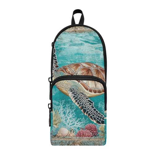 aidingzhi Federmäppchen, Retro-Korallen, Meeresschildkröte, Nylon, 3 Fächer, multifunktional, Kunst-Federmäppchen, Schreibwaren-Organizer für Grundschule aidingzhi Federmäppchen, Retro-Korallen, Meeresschildkröte, Nylon, 3 Fächer, multifunktional, Kunst-Federmäppchen, Schreibwaren-Organizer für Grundschule von aidingzhi