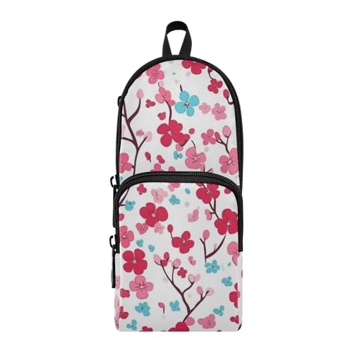 aidingzhi Federmäppchen, flach, Vektor-Stil, Nylon, 3 Fächer, großes Federmäppchen, Mehrzweck- und ästhetischer Schlitz, Federmäppchen, Schreibwaren-Organizer für Schulbedarf, Rot / Türkis aidingzhi Federmäppchen, flach, Vektor-Stil, Nylon, 3 Fächer, großes Federmäppchen, Mehrzweck- und ästhetischer Schlitz, Federmäppchen, Schreibwaren-Organizer für Schulbedarf, Rot / Türkis von aidingzhi