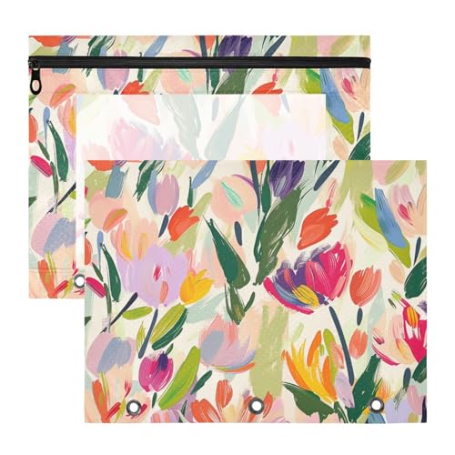 aidingzhi Federmäppchen, stabile Tasche mit 3 Ringen für A4-Papier, Briefe, 2 Stück, Lehrer, College, Blumen, weiche Farben, Impressionisten aidingzhi Federmäppchen, stabile Tasche mit 3 Ringen für A4-Papier, Briefe, 2 Stück, Lehrer, College, Blumen, weiche Farben, Impressionisten von aidingzhi