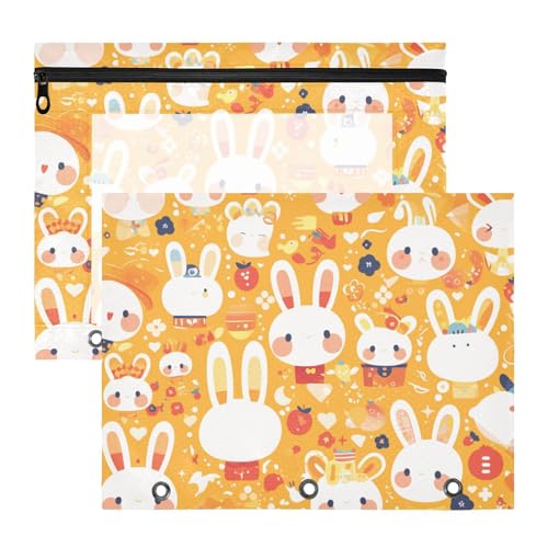aidingzhi Federmäppchen, stabile Taschenordner für A4-Papier, Briefe, 2 Stück, Schüler, Schulbedarf, Cartoon, niedliches weißes Kaninchen aidingzhi Federmäppchen, stabile Taschenordner für A4-Papier, Briefe, 2 Stück, Schüler, Schulbedarf, Cartoon, niedliches weißes Kaninchen von aidingzhi