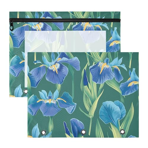 aidingzhi Federmäppchen, tragbar, Stifthalter für A4-Papier, Briefe, 2 Stück, Studenten, Klassenzimmer, blaue Iris-Blumen von aidingzhi