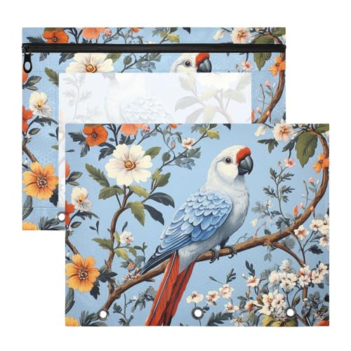 aidingzhi Federmäppchen, transparent, 3 Löcher, für A4-Papier, Briefe, 2 Stück, Studenten, Schulanfang, tropische Pflanzen, Papageien, Tiere aidingzhi Federmäppchen, transparent, 3 Löcher, für A4-Papier, Briefe, 2 Stück, Studenten, Schulanfang, tropische Pflanzen, Papageien, Tiere von aidingzhi