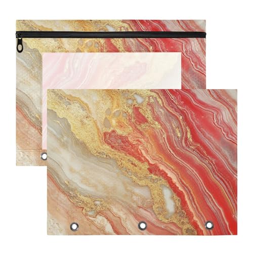 aidingzhi Federmäppchen, transparent, für A4-Papier, Briefe, 2 Stück, für Studenten, Schulanfang, Rot und Gold, Marmor-Textur aidingzhi Federmäppchen, transparent, für A4-Papier, Briefe, 2 Stück, für Studenten, Schulanfang, Rot und Gold, Marmor-Textur von aidingzhi