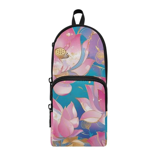 aidingzhi Federmäppchen aus Nylon, 3 Fächer, mit Reißverschluss, großes Fassungsvermögen, rotgoldene Blume, Schreibwaren-Organizer für Schulbedarf aidingzhi Federmäppchen aus Nylon, 3 Fächer, mit Reißverschluss, großes Fassungsvermögen, rotgoldene Blume, Schreibwaren-Organizer für Schulbedarf von aidingzhi