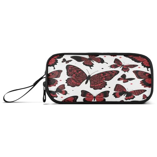 aidingzhi Federmäppchen aus Nylon, Gothic-Stil, Rot und Schwarz, Halloween, Spitze, Schmetterling, große Kapazität, Federmäppchen für College, Schreibwaren, Organizer für adrette Schulmänner von aidingzhi