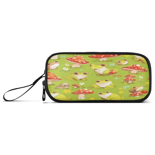 aidingzhi Federmäppchen aus Nylon, Motiv: grüne Pilze, Frösche, mit Reißverschluss, großes Fassungsvermögen, für Teenager, Mädchen, Schreibwaren für Jungen der Mittelschule von aidingzhi