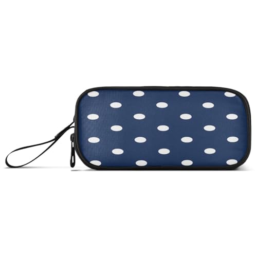 aidingzhi Federmäppchen aus Nylon, gepunktet, für Schule, Schule, Teenager, Schreibwaren-Tasche für College, Krankenschwestern, Marineblau von aidingzhi