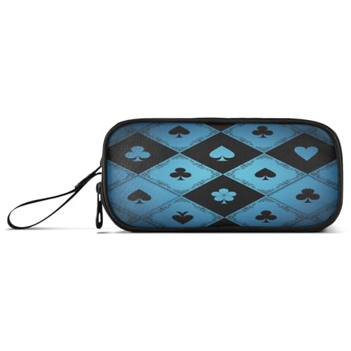 aidingzhi Federmäppchen aus Nylon, mit Pokerraster, großes Fassungsvermögen, für Schule, Schreibwaren für die Mittelschule, Blau von aidingzhi